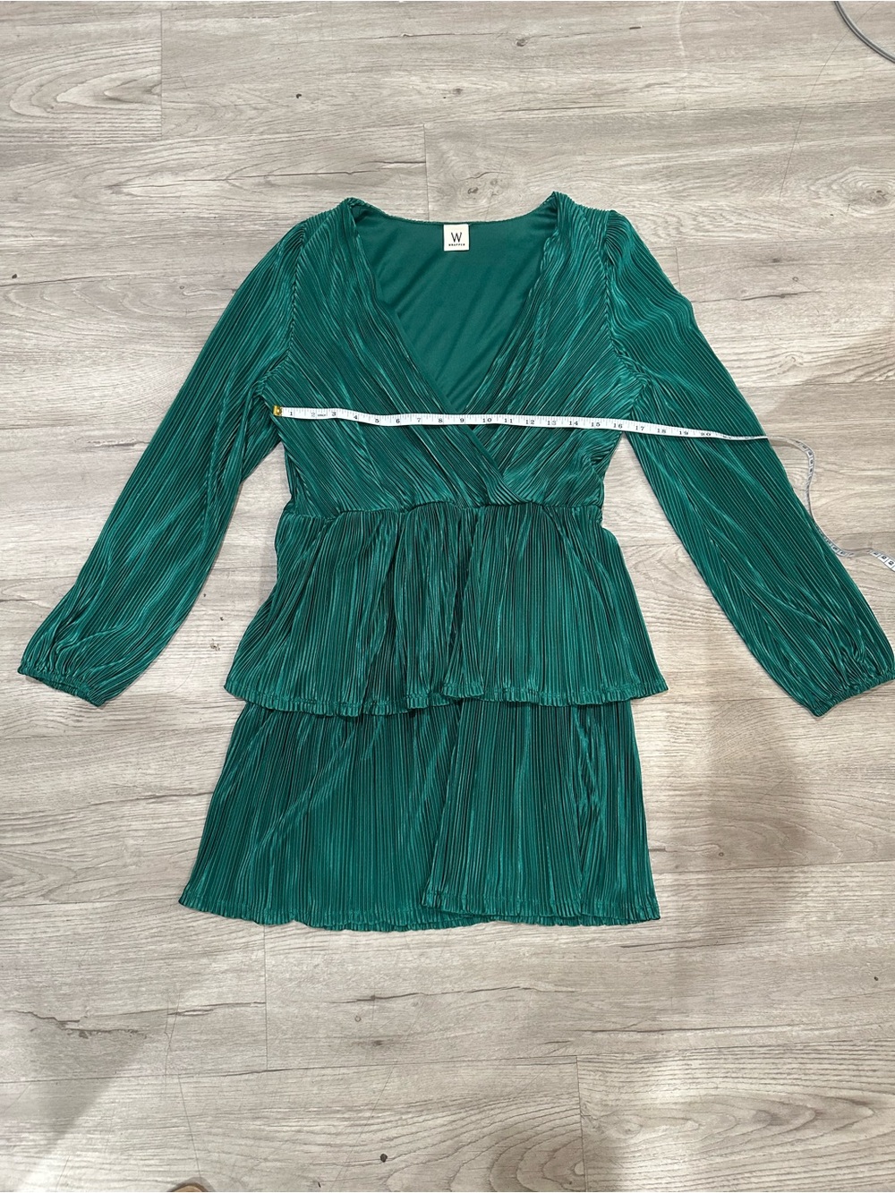 Wrapper Teal Green Pleated Wrap-Style Blouse